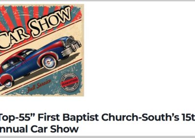 “Top-55” First Baptist Church-South’s 15th Annual Car Show- Beggs Ok